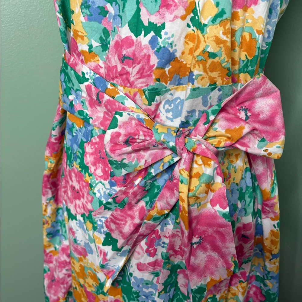 Anne Klein Pink Floral Midi Dress XS Summer Spring - Picture 2 of 13
